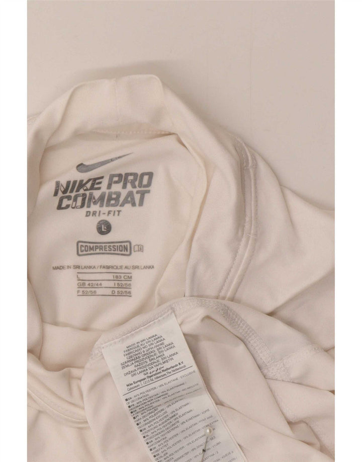 Nike Herren-Kompressionsoberteil, langärmlig, UK, Größe 42/44, groß, weiß, Polyester, Sport
