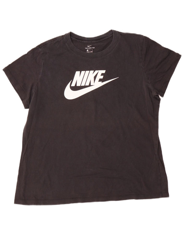 Nike Womens Graphic T-Shirt Top UK 18 XL Schwarz Baumwolle