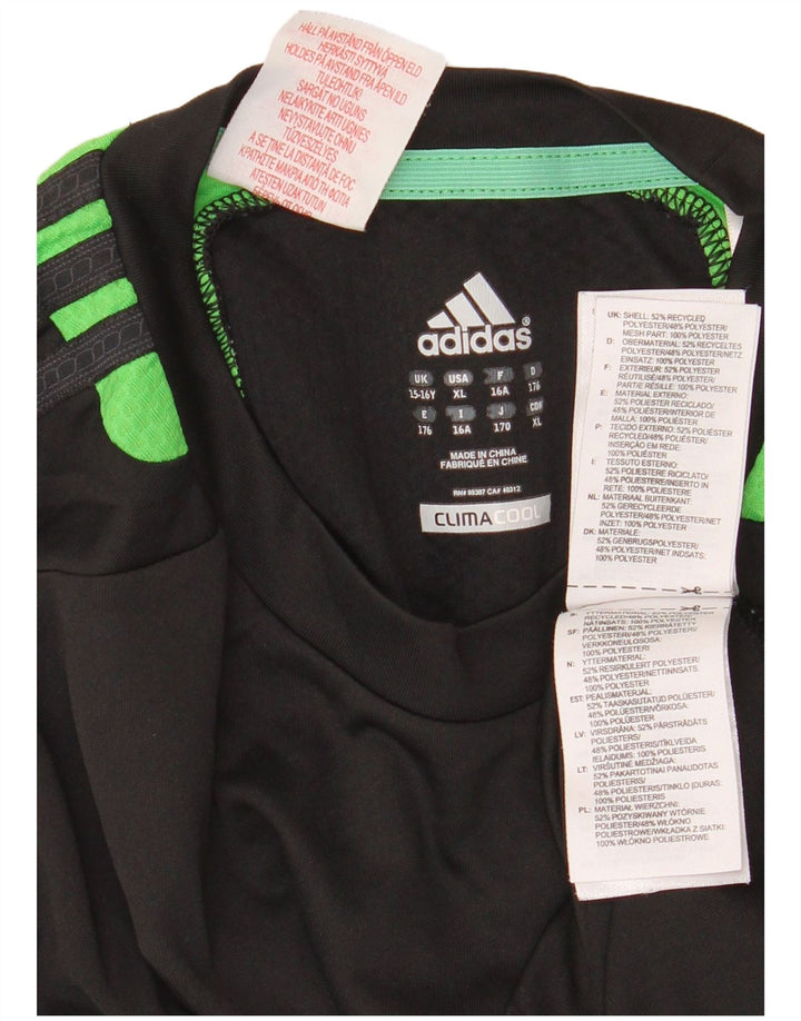 Adidas Climacool T-Shirt für Jungen, 15–16 Jahre, schwarzes Colourblock-Polyester