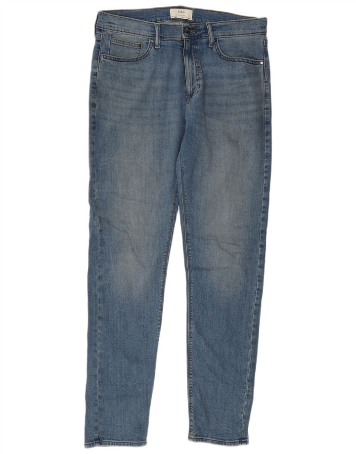 Marks & Spencer Herren Slim Jeans W34 L33 Blaue Baumwolle