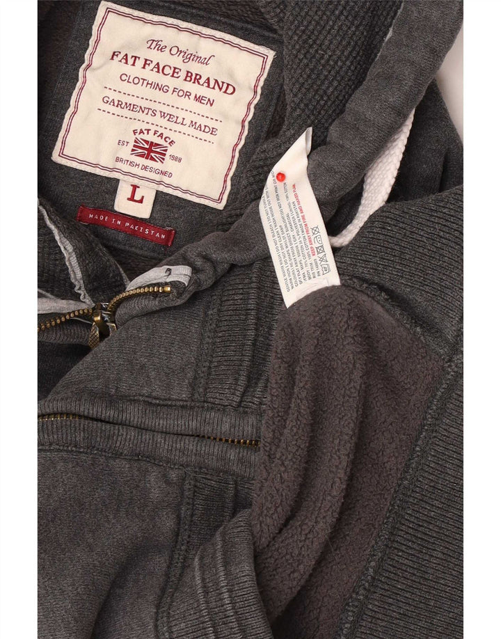 Fat Face Herren-Kapuzenpullover mit Reißverschluss, groß, aus grauer Baumwolle