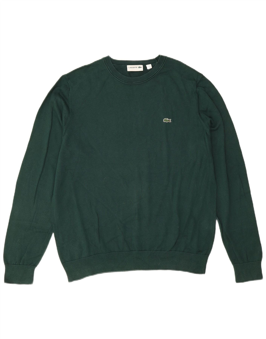 Lacoste Herren-Pullover mit Rundhalsausschnitt, Größe 6 XL, grüne Baumwolle