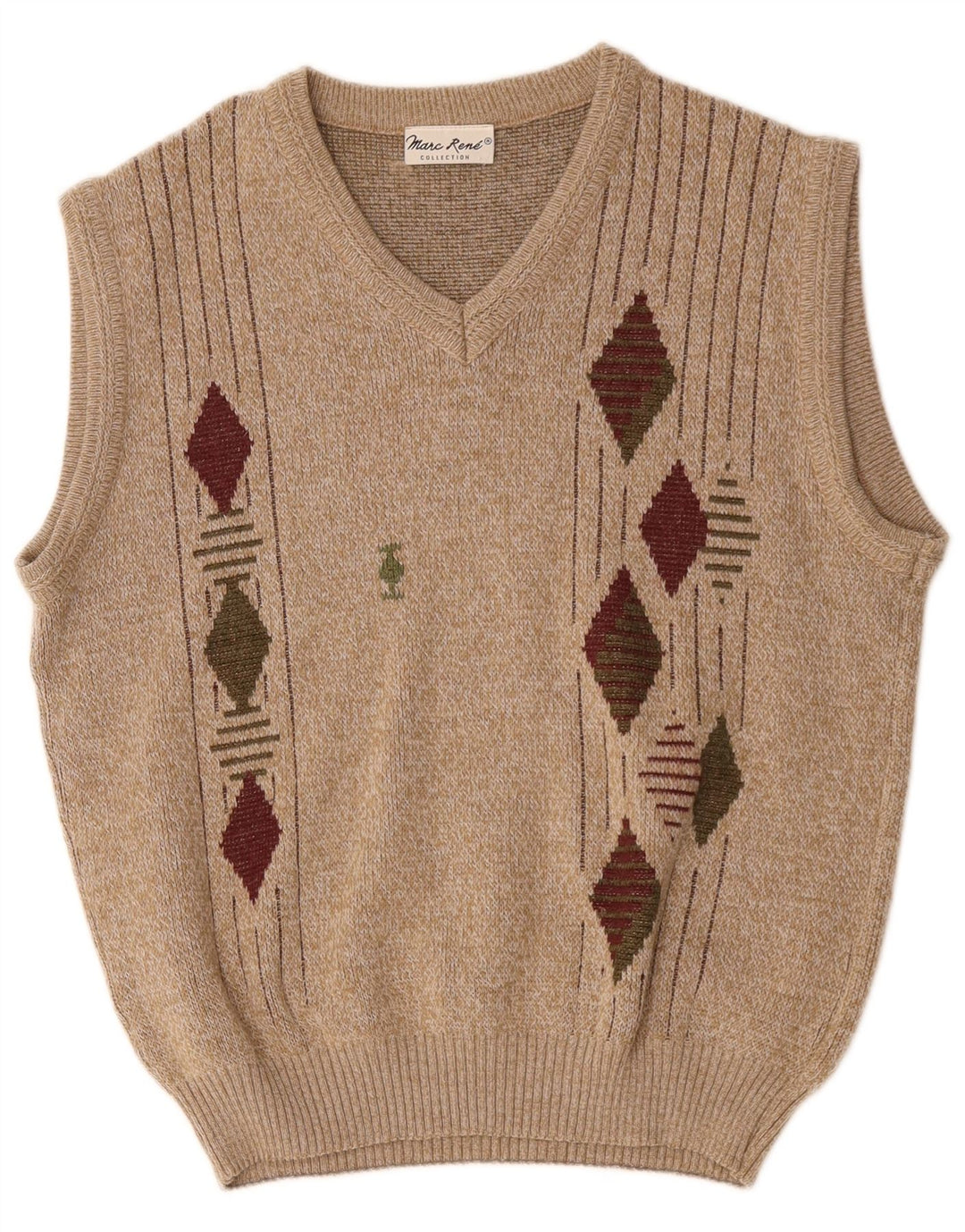 Marc Rene Herren-Weste-Tanktop Mittelbeige Argyle/Diamant