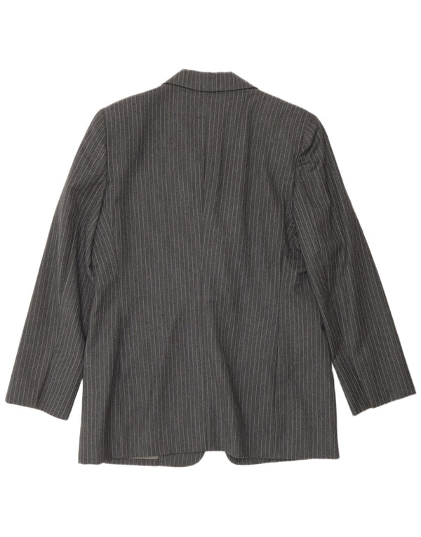 Ferre Damen 001 1-Knopf-Blazerjacke UK 16 Large Graues Nadelstreifen-Acetat