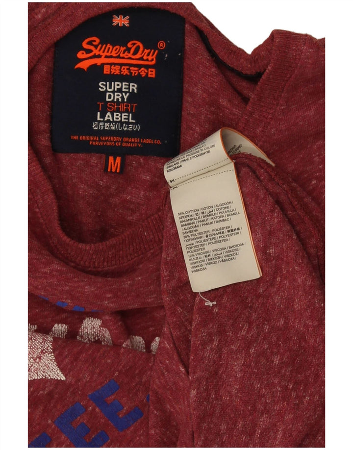 Superdry Herren Grafik-T-Shirt-Oberteil aus mittelrot gesprenkelter Baumwolle