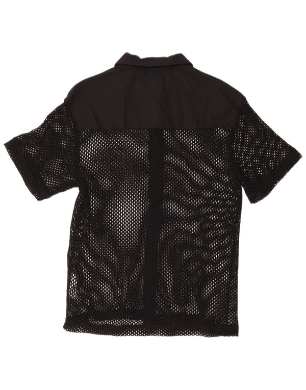 Zara Herren-Kurzarmhemd aus mittelschwarzer Baumwolle