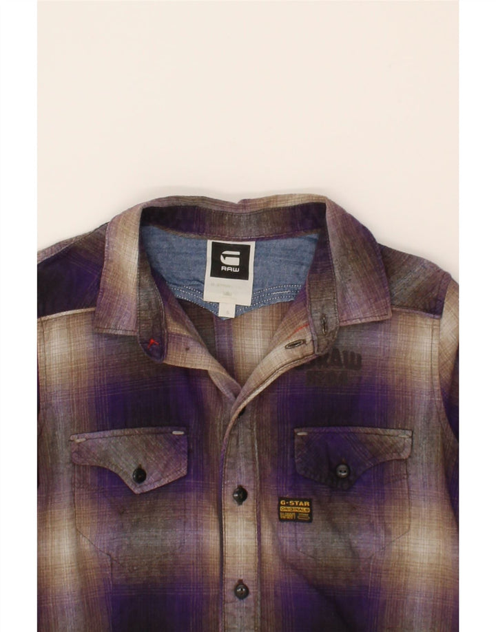 G-STAR Boys Shirt 11-12 Years Small Purple Check Cotton Vintage G-Star and Second-Hand G-Star from Messina Hembry 