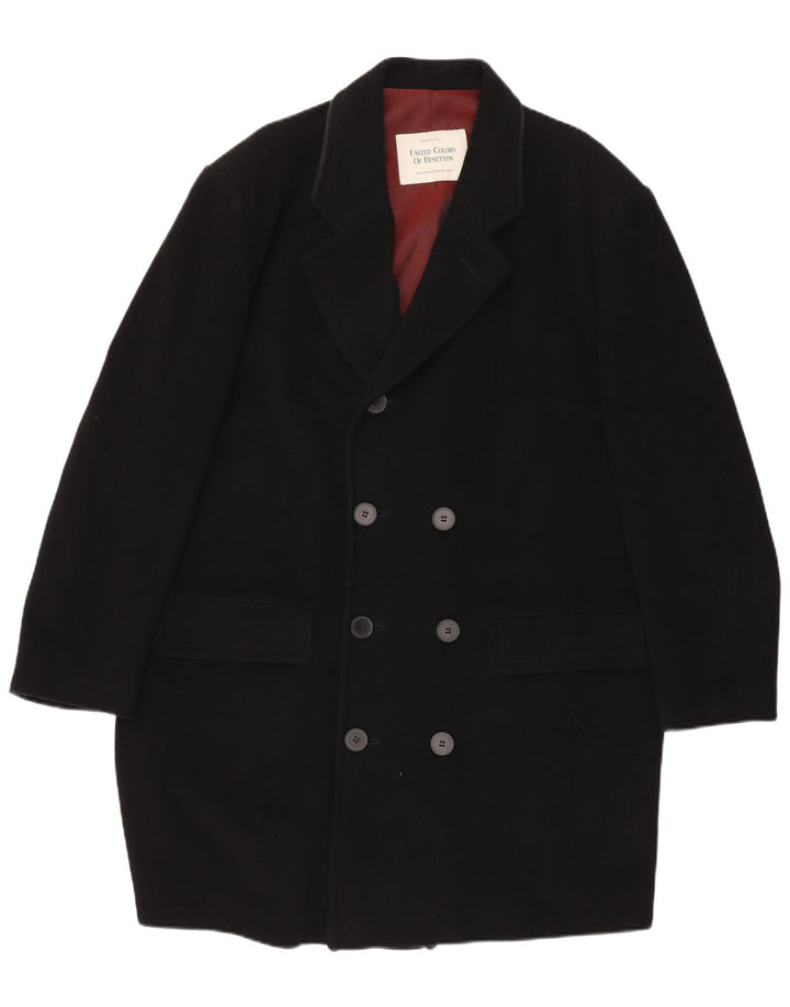 BENETTON Herren Zweireiher Mantel UK 44 2XL Schwarz