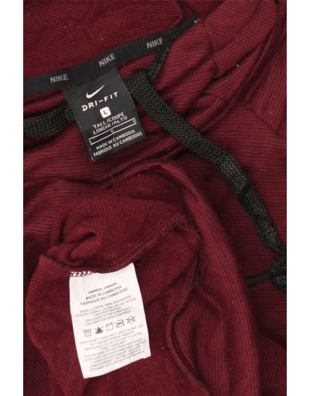 Nike Herren Dri Fit Kapuzenpullover, Größe L, Burgunderrot, Polyester