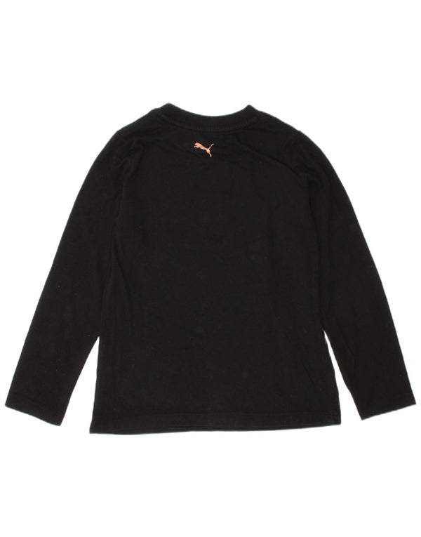 Puma Mädchen Graphic Top Langarm 4–5 Jahre schwarze Baumwolle
