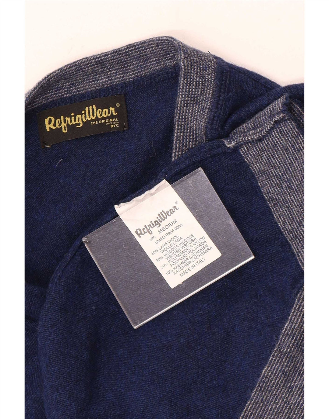 Refrigiwear Herren-Pullover mit U-Boot-Ausschnitt, mittlere marineblaue Colourblock-Wolle