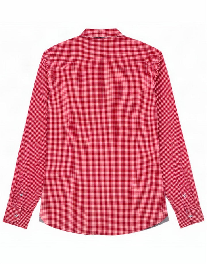 Ted Baker Herrenhemd Größe 5 XL, rote Gingham-Baumwolle