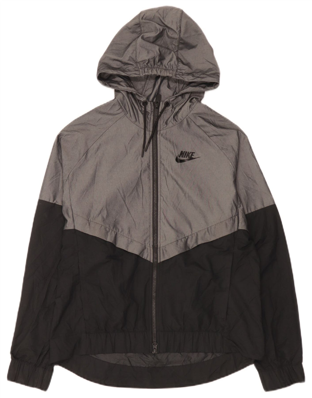 Nike Herren-Regenjacke mit Kapuze, UK 38, mittelgraues Colourblock-Nylon