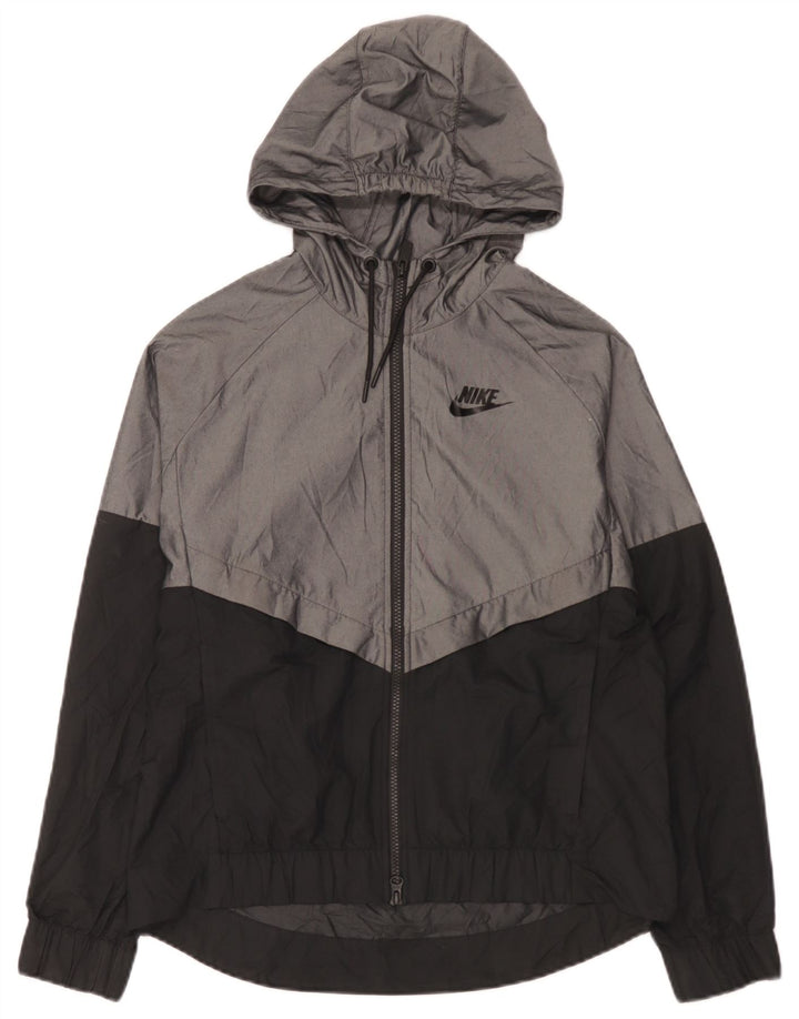 Nike Herren-Regenjacke mit Kapuze, UK 38, mittelgraues Colourblock-Nylon