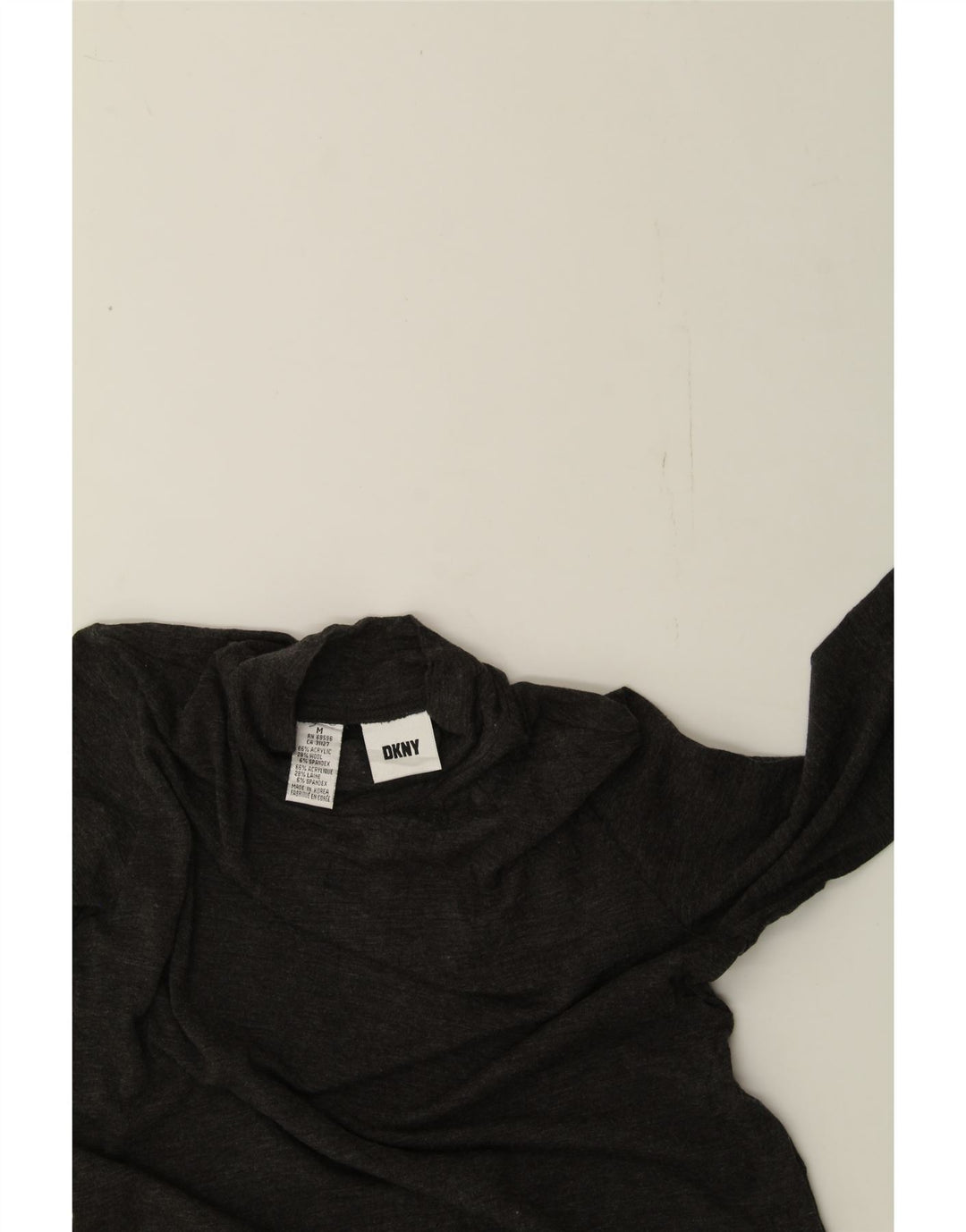 DKNY Womens Turtle Neck Jumper Sweater UK 14 Medium Grey Acrylic Vintage Dkny and Second-Hand Dkny from Messina Hembry 