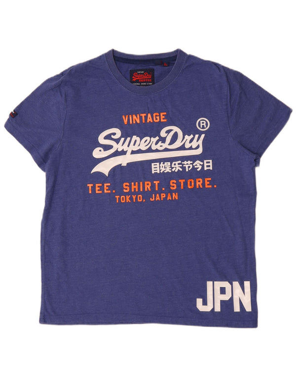 Superdry Mens Graphic T-Shirt Top 2XL Blue Cotton