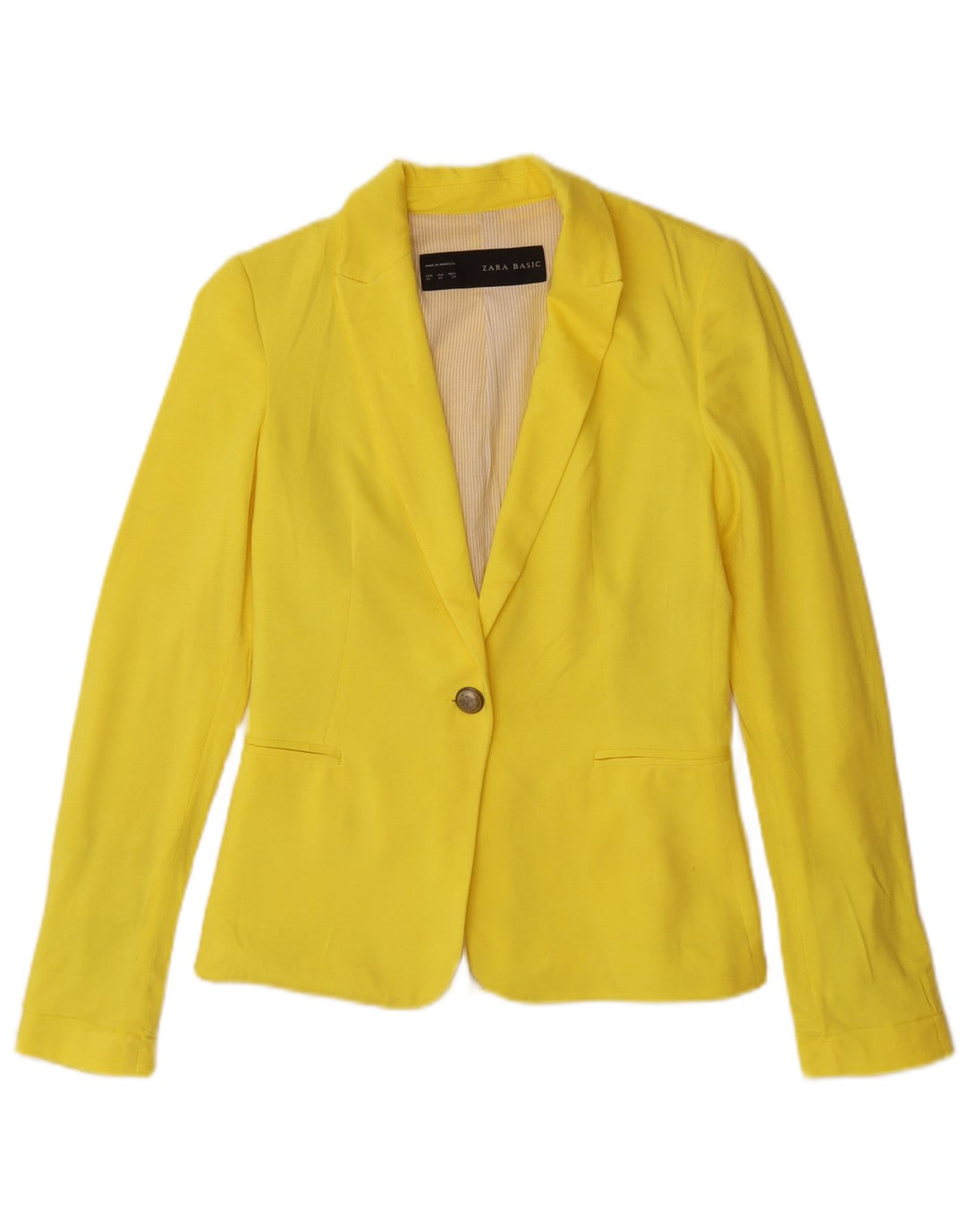Zara Damen 1-Knopf-Blazerjacke UK 6 XS Gelbe Viskose