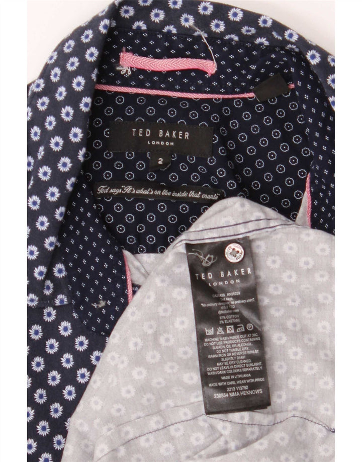 Ted Baker Herrenhemd, Größe 2, klein, marineblau, geblümt, Baumwolle
