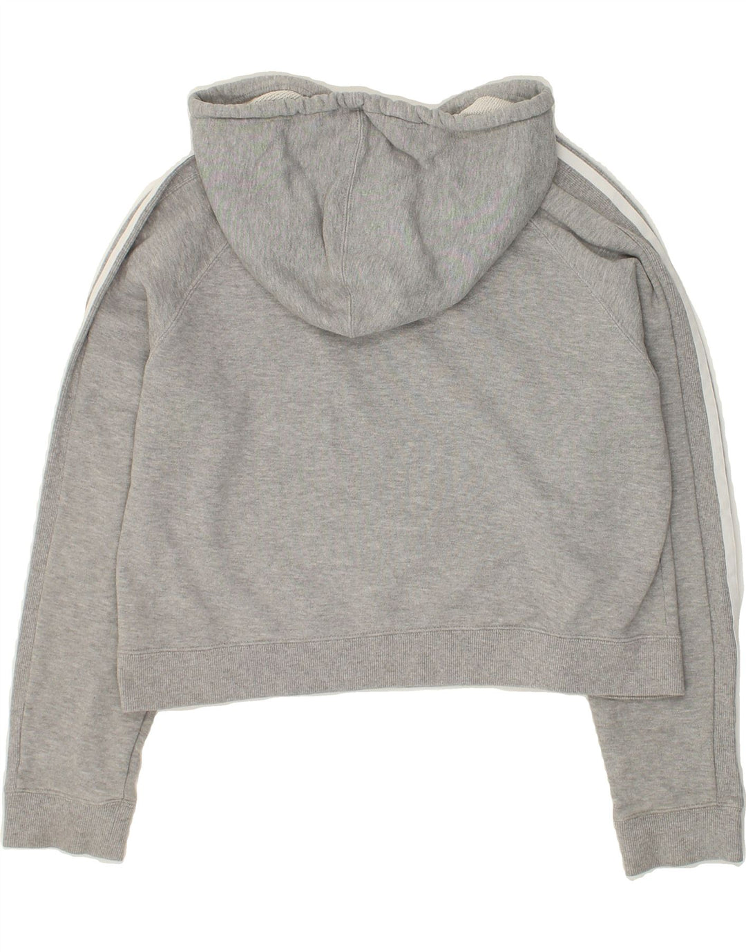 ADIDAS Womens Crop Graphic Hoodie Jumper UK 8 Small  Grey | Vintage Adidas | Thrift | Second-Hand Adidas | Used Clothing | Messina Hembry 