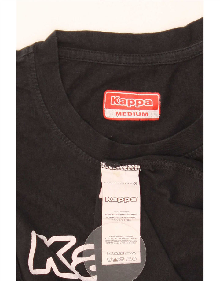Kappa Herren Grafik-T-Shirt-Oberteil aus mittelschwarzer Baumwolle