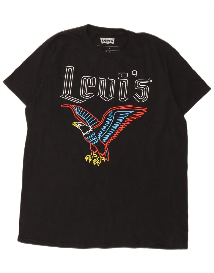 Levi's Herren-T-Shirt mit Grafik, Größe L, aus schwarzer Baumwolle