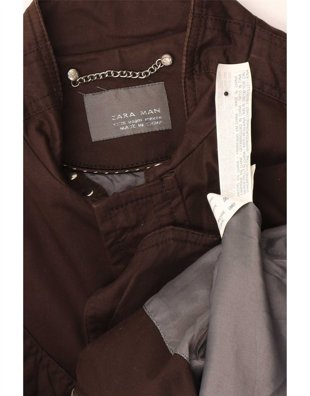 Zara Herren Militärjacke UK 38 Mittelbraune Baumwolle