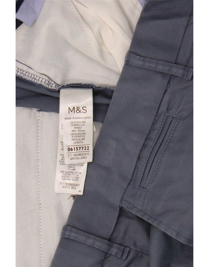 Marks & Spencer Herren Chinoshorts W38 XL Blaue Baumwolle