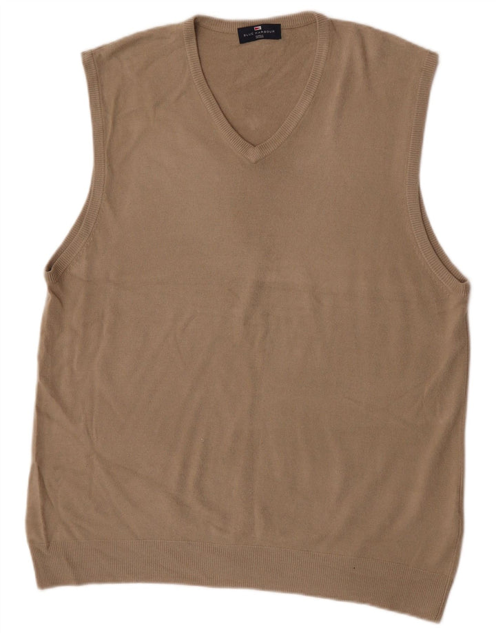Marks & Spencer Herren Blue Harbor Vest Tank Top XL Beige Acryl