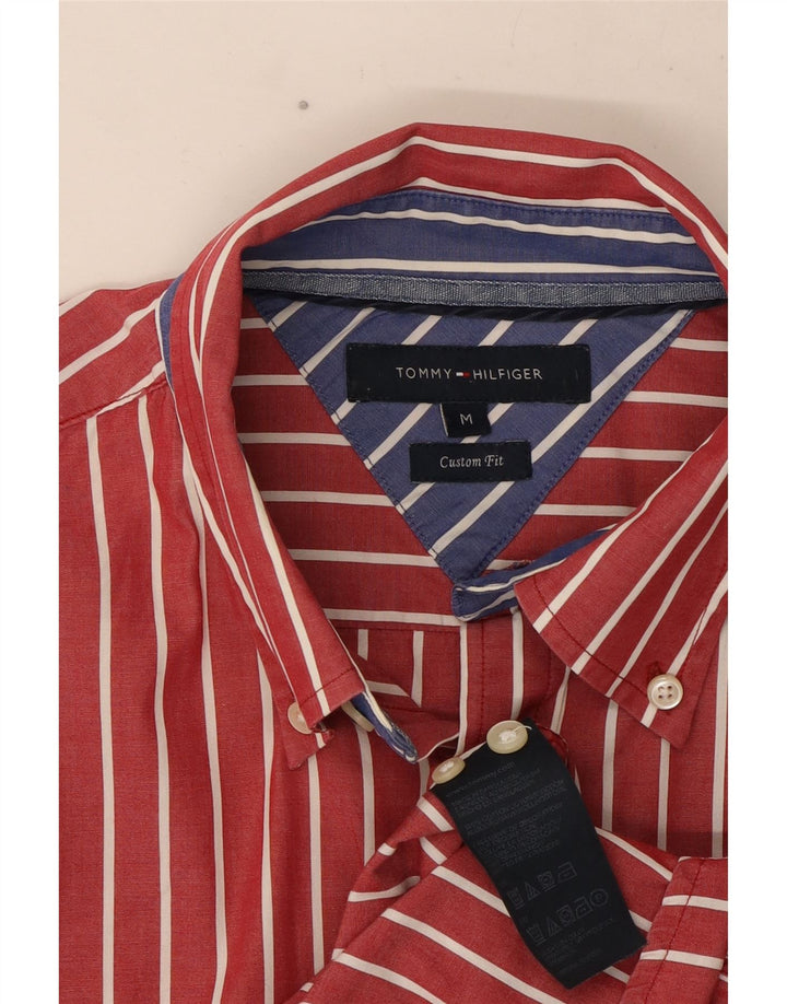 Tommy Hilfiger Herren-Hemd mit individueller Passform, Mittelrote Nadelstreifen-Baumwolle