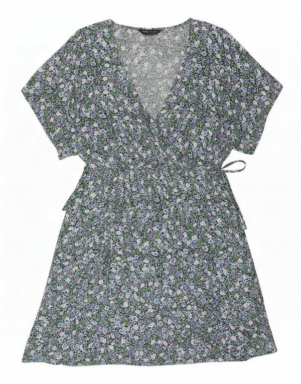 Marks & Spencer Damen-A-Linien-Kleid, Gr. 42, groß, mehrfarbig, mit Blumenmuster