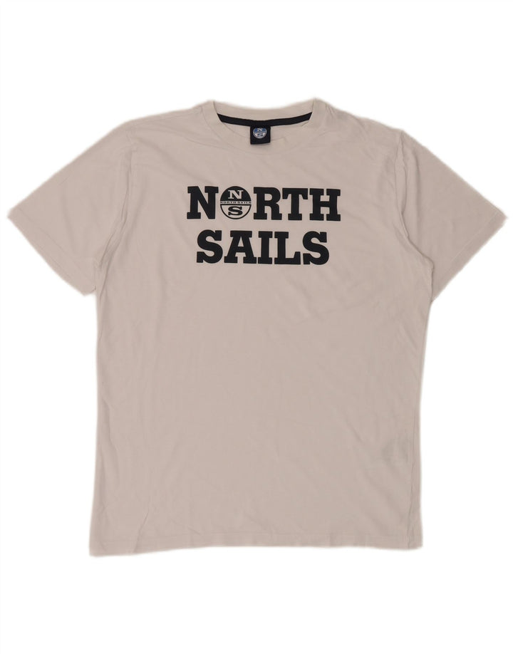 North Sails Herren-T-Shirt mit Grafik, Größe S, weiße Baumwolle