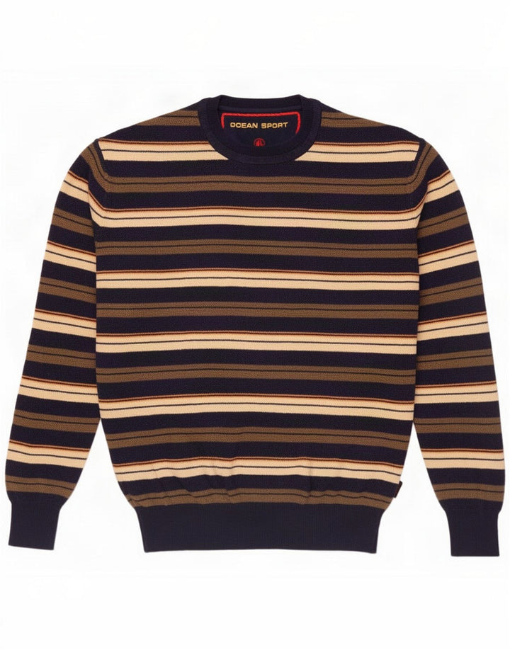 Vintage Herren-Pullover mit Rundhalsausschnitt, klein, mehrfarbig gestreift