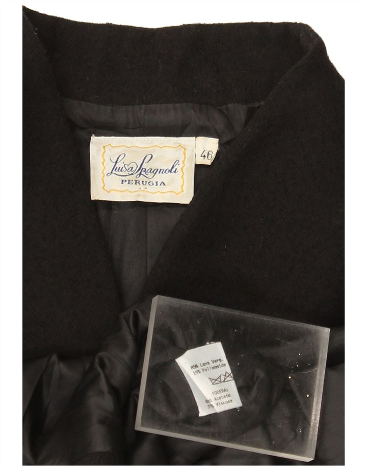 Luisa Spagnoli Damen 3-Knopf-Blazerjacke IT 46 Große schwarze Wolle