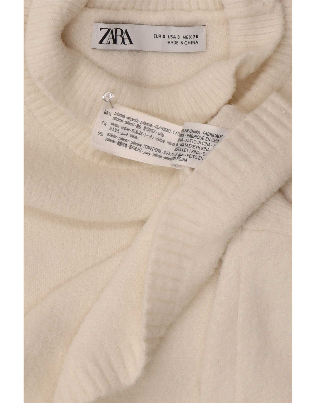 Zara Damen Crop Oversized Rollkragenpullover Pullover UK 10 Small Weiß