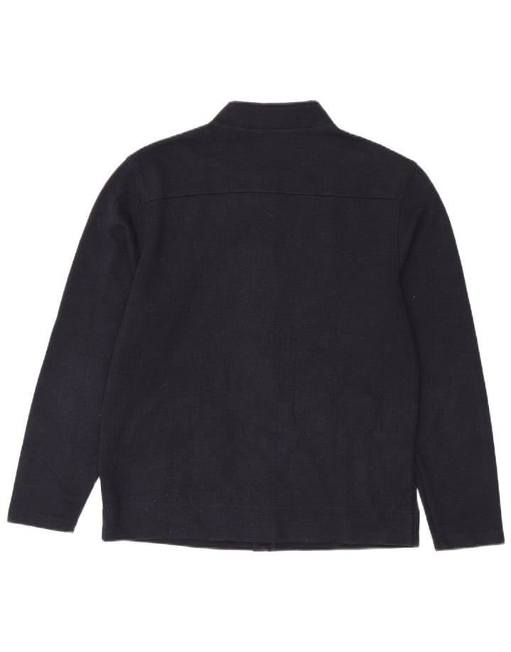 Massimo Dutti Herren-Trainingsanzug, Oberteil, Jacke, groß, marineblau, Fischgrätenmuster
