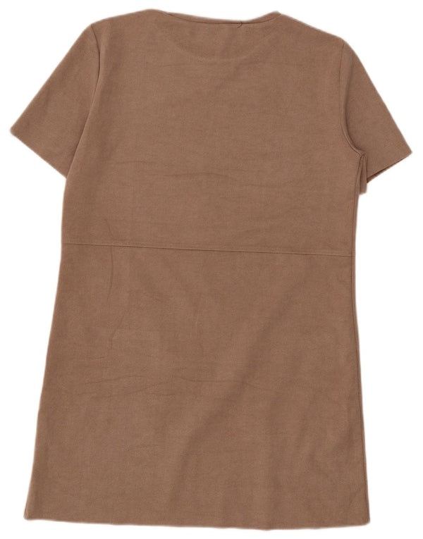 Zara Damen Etuikleid UK 14 Medium Beige Polyester