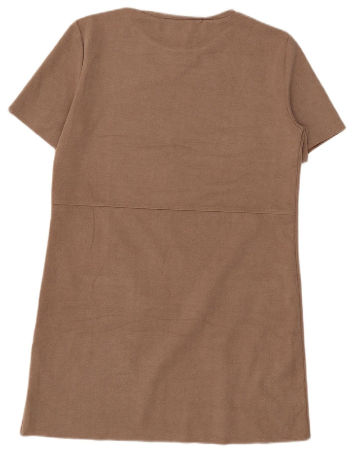 Zara Damen Etuikleid UK 14 Medium Beige Polyester