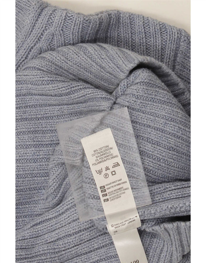 Marks & Spencer Herren-Pullover mit Rundhalsausschnitt, mittelblaue Baumwolle