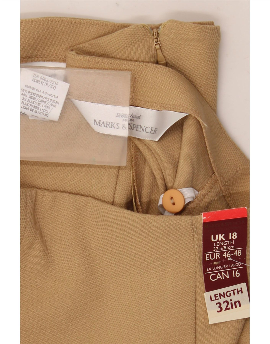 Marks & Spencer Damen Bleistiftrock UK 18 XL W34 Beige Polyester