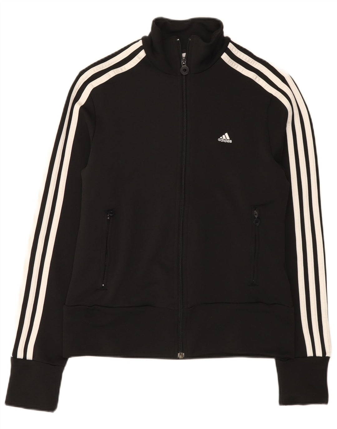 Adidas Damen Trainingsanzug Top Jacke UK 14 Medium Schwarz Polyester