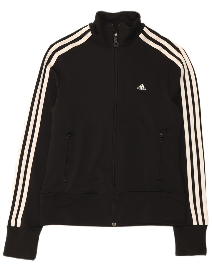 Adidas Damen Trainingsanzug Top Jacke UK 14 Medium Schwarz Polyester