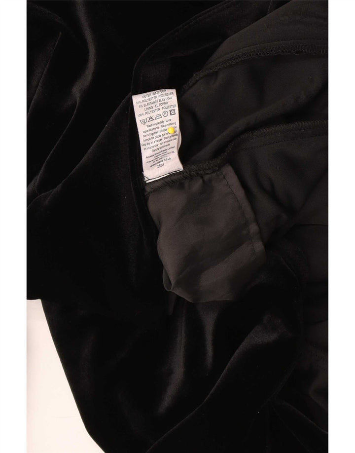 Vintage Damen Samtmantel UK 16 Großes schwarzes Polyester