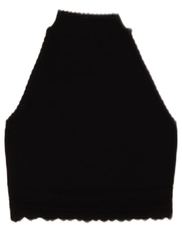 Zara Damen Crop Vest Tank Top UK 8 Small Schwarz