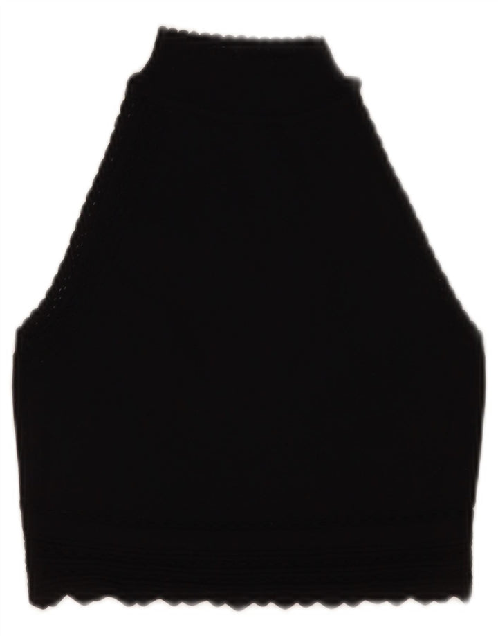 Zara Damen Crop Vest Tank Top UK 8 Small Schwarz