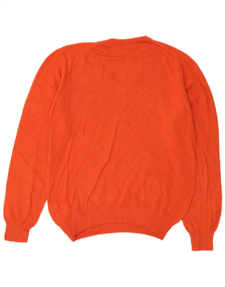Zara Herren-Pullover mit V-Ausschnitt, groß, orange Viskose