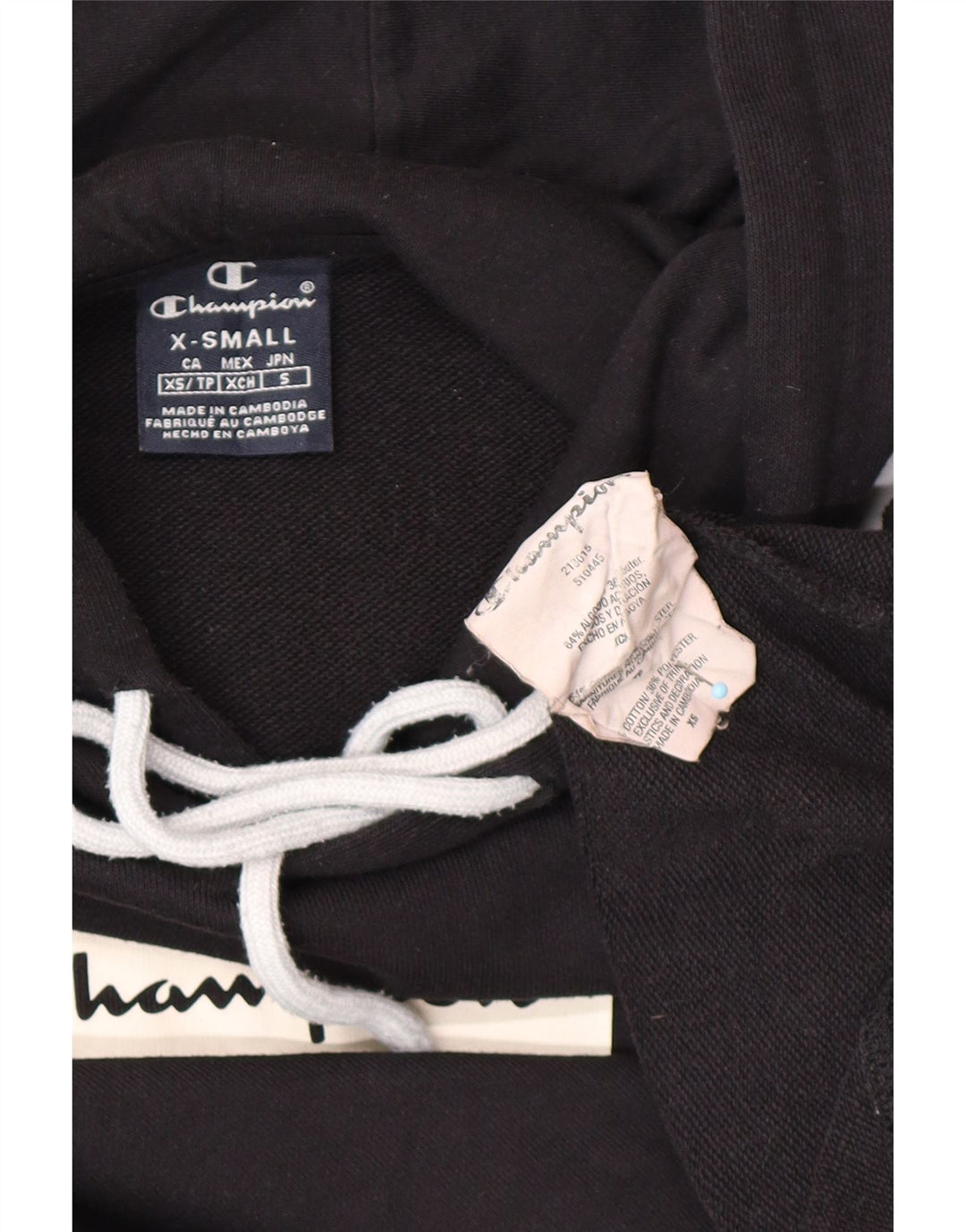 CHAMPION Herren-Kapuzenpullover mit lockerer Passform und Grafik, XS, schwarze Farbblock-Baumwolle