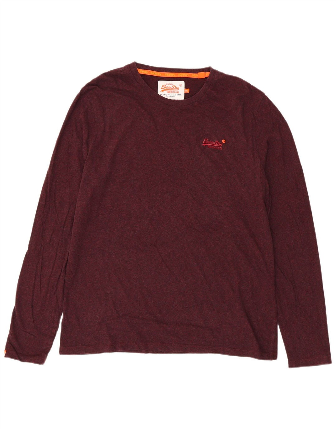 Superdry Herren-Oberteil, langärmelig, 2XL, Burgunderrot, Baumwolle