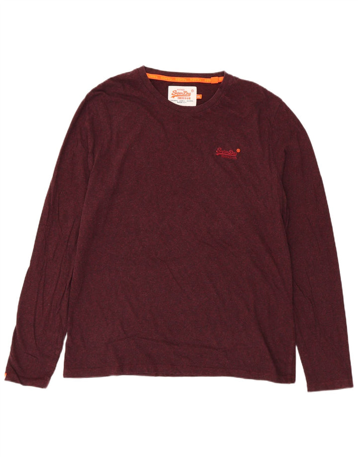 Superdry Herren-Oberteil, langärmelig, 2XL, Burgunderrot, Baumwolle