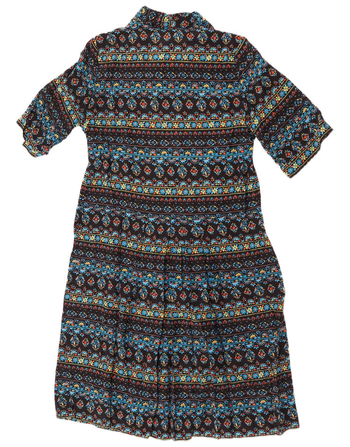 Vintage Damen A-Linien-Kleid mit Bindeband vorne, UK 14, mittelgroß, mehrfarbig, Blumenmuster
