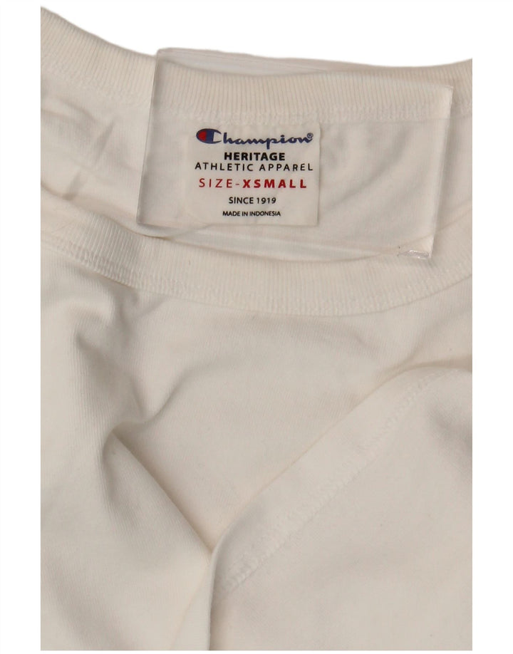 CHAMPION Damen Heritage Crop Oversize T-Shirt Top UK 6 XS Weiß